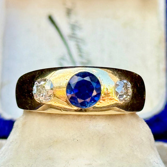 Antique Victorian Sapphire & Diamond Trilogy Ring