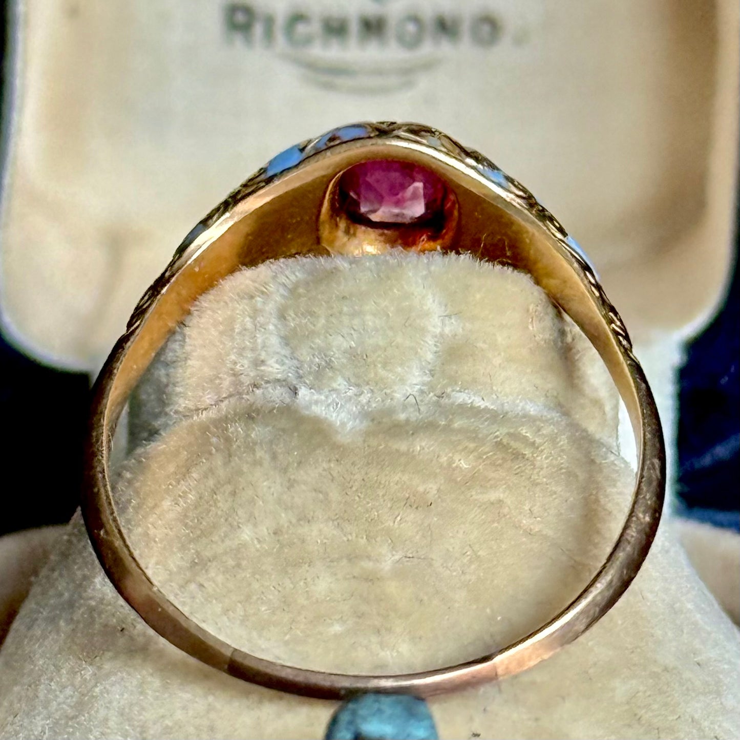 Antique Victorian Pink Sapphire & Enamel Ring