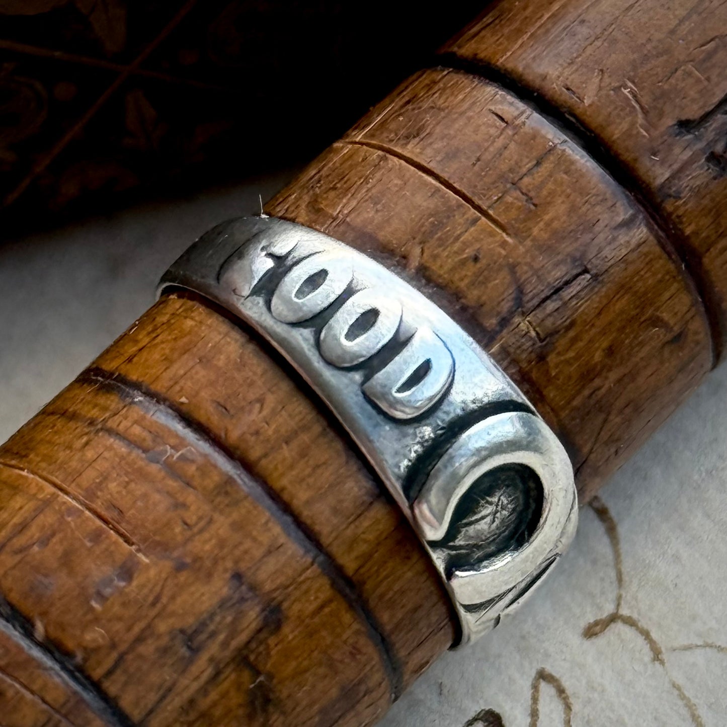 Antique Victorian Good Luck Silver Ring; Circa 1880