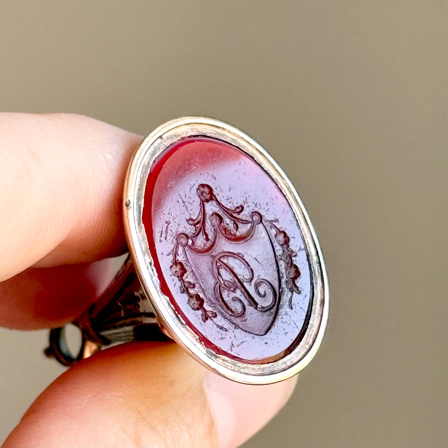 Antique Victorian 'R' Intaglio Fob Pendant