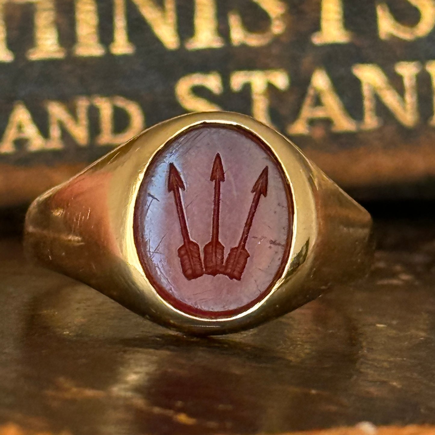 Vintage Carnelian Arrow Intaglio Ring