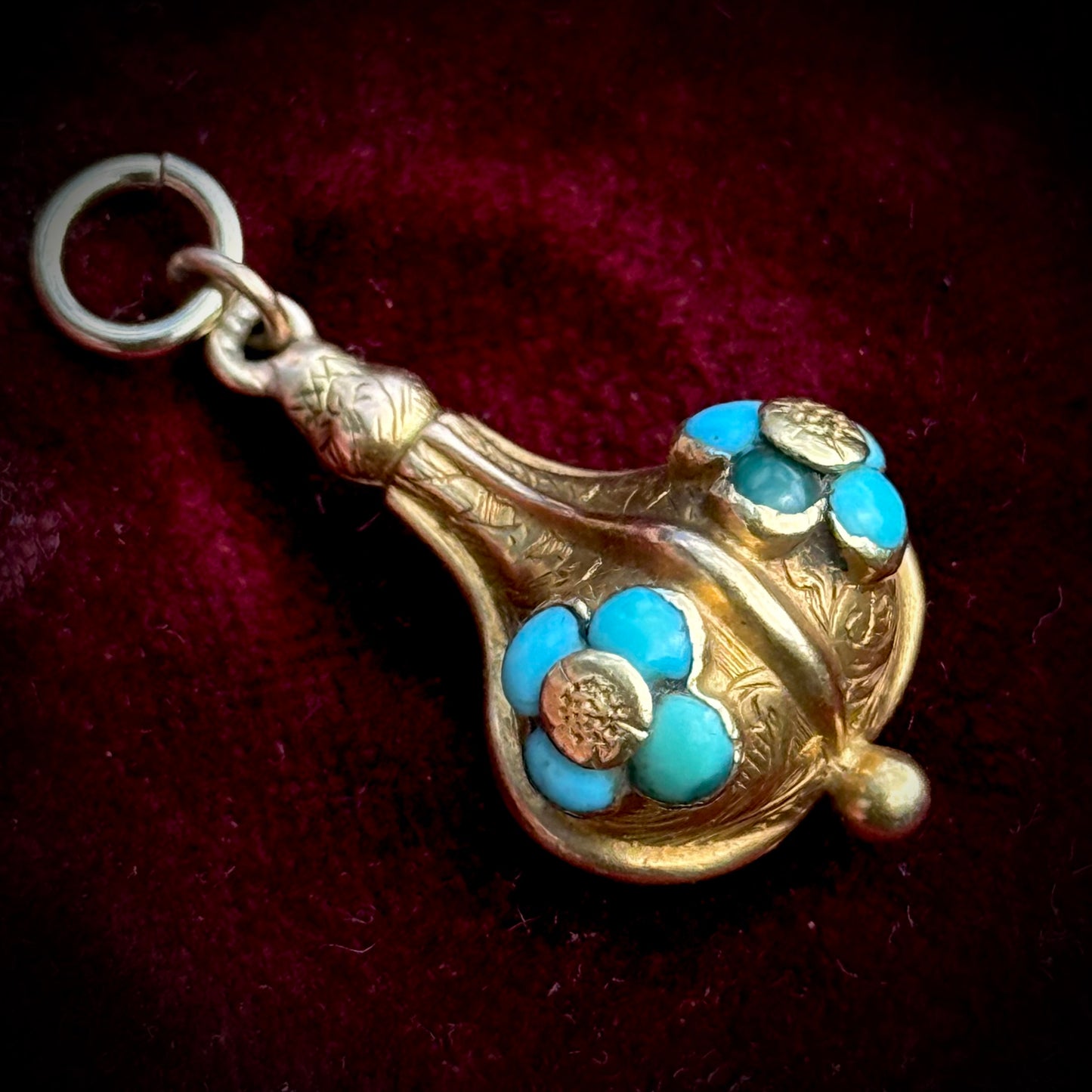 Antique Victorian Forget Me Not Locket Pendant; Circa 1860