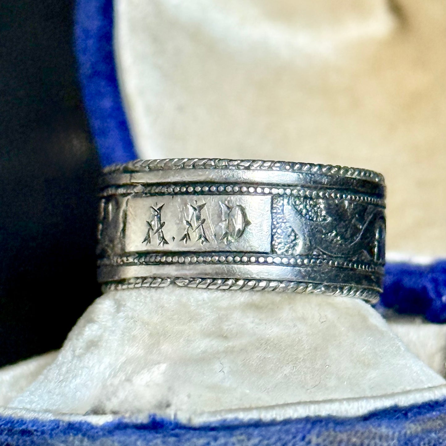 Victorian Sterling Silver Ivy Love Token Ring; Circa 1881