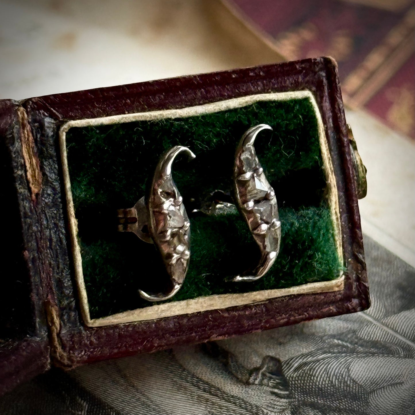 Antique Diamond Earrings in Silver