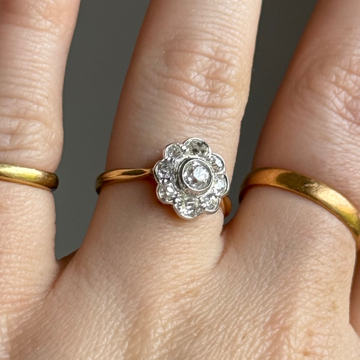 Antique Victorian Diamond Daisy Cluster Ring in 18 Carat Gold; Circa 1895
