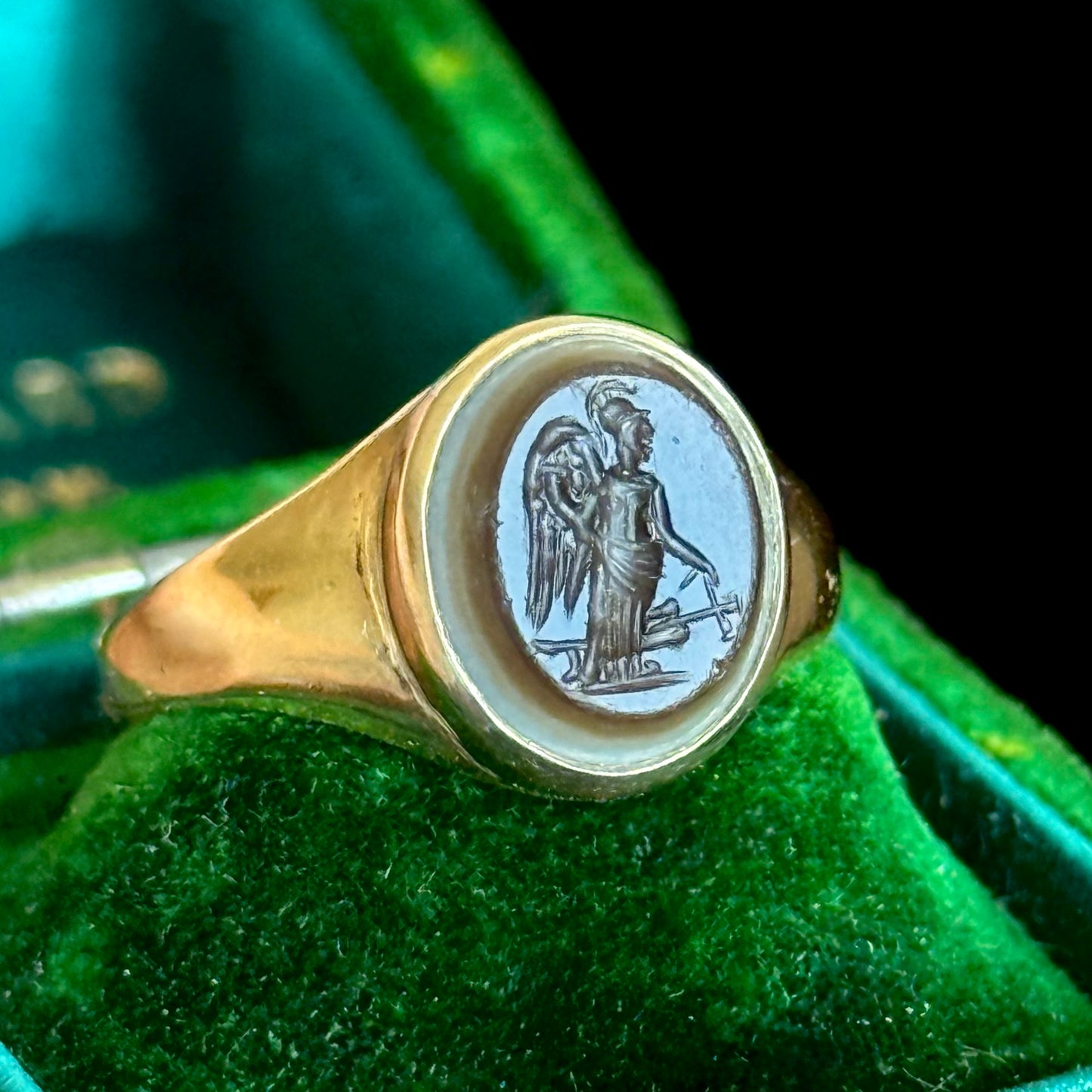 Ancient Roman Goddess Victoria Intaglio Ring