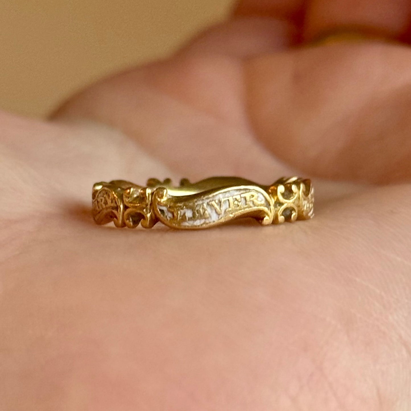 Georgian White Enamel Mourning Ring; Circa 1746