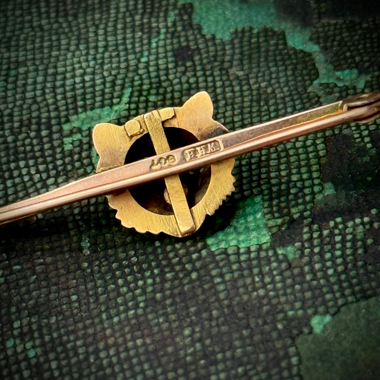 Antique Novelty Diamond Wiggle Eyes Cat Brooch