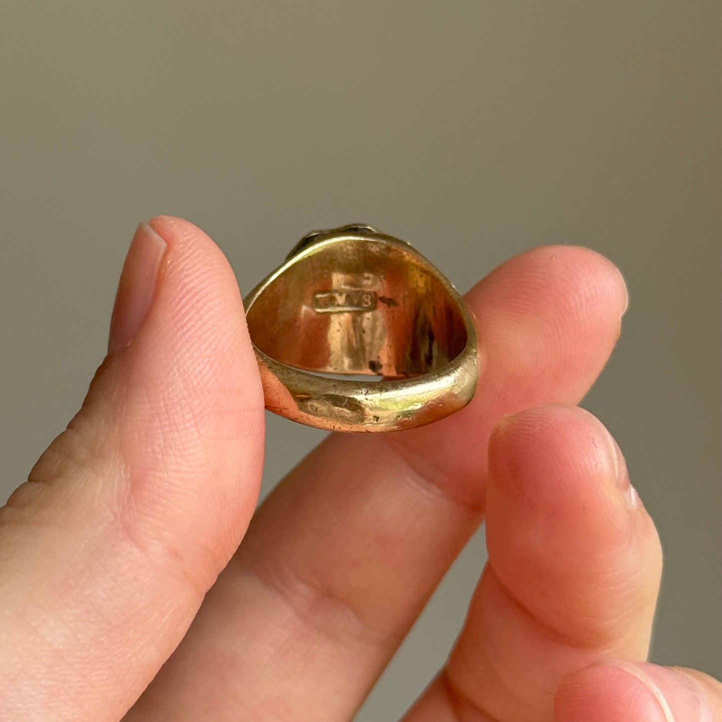 Victorian Heavy Nautical Ship Intaglio Signet ring; Circa 1880