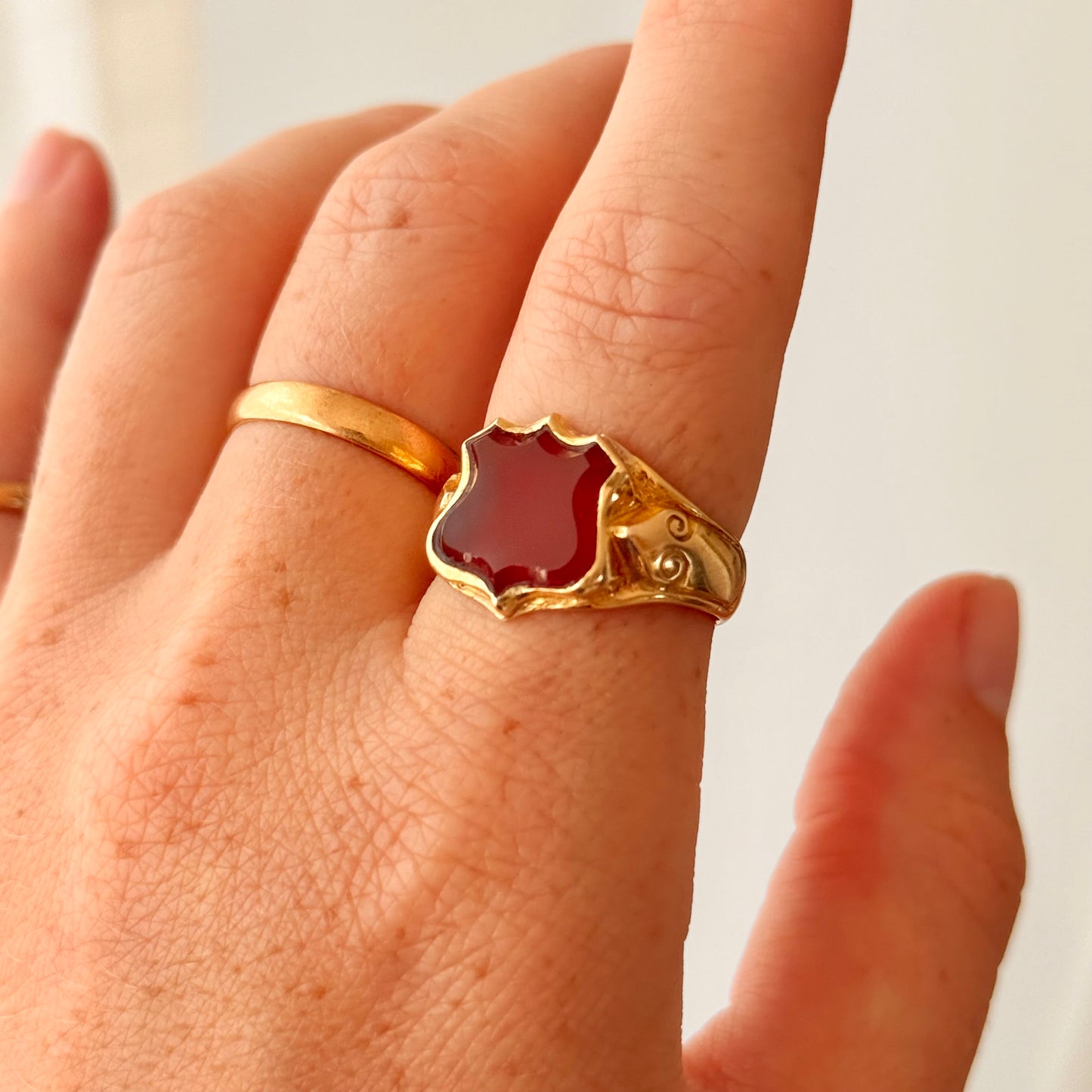 Antique Carnelian Signet Ring in 18 Carat Gold; Circa 1880