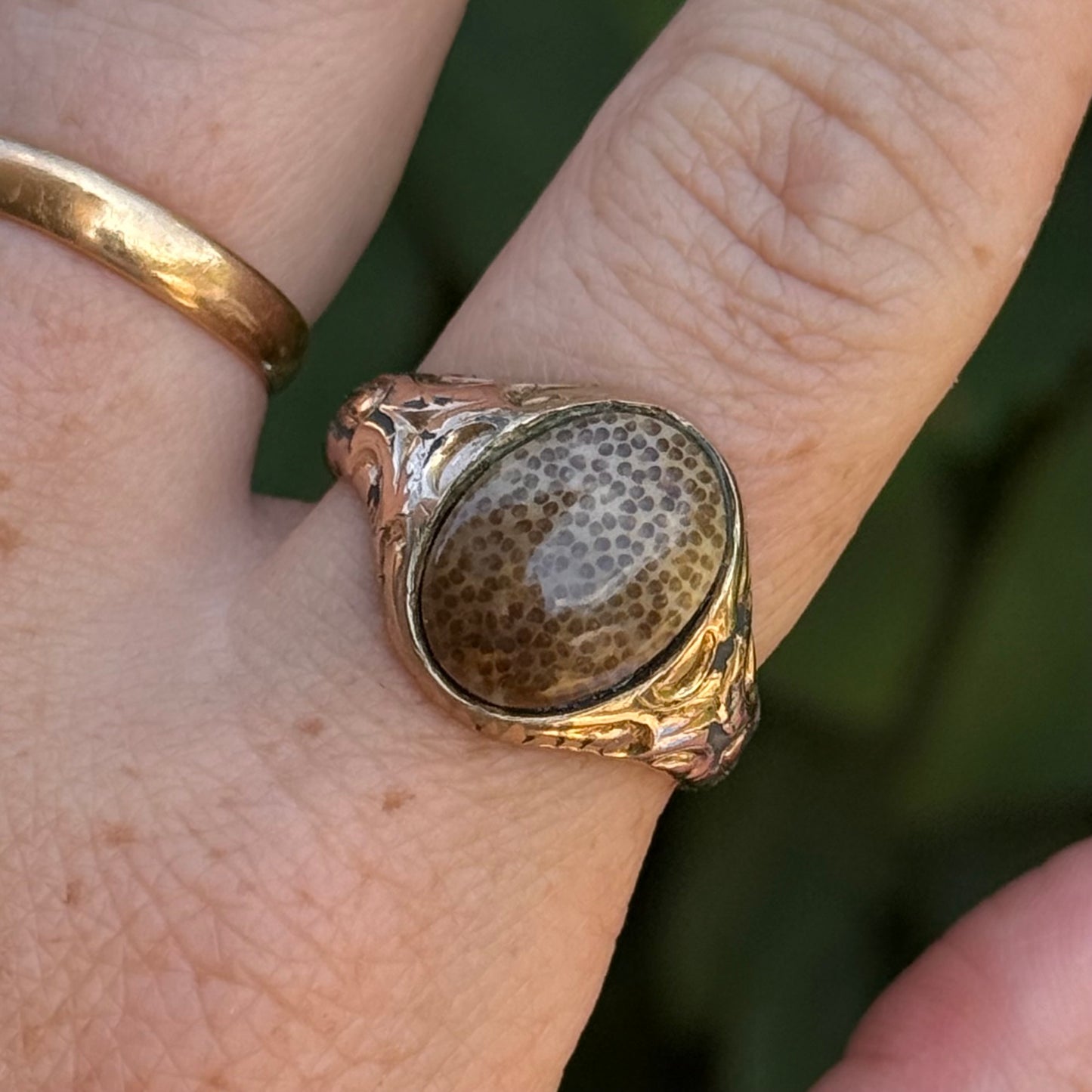 Antique Victorian Jasper Signet Ring; Circa 1890