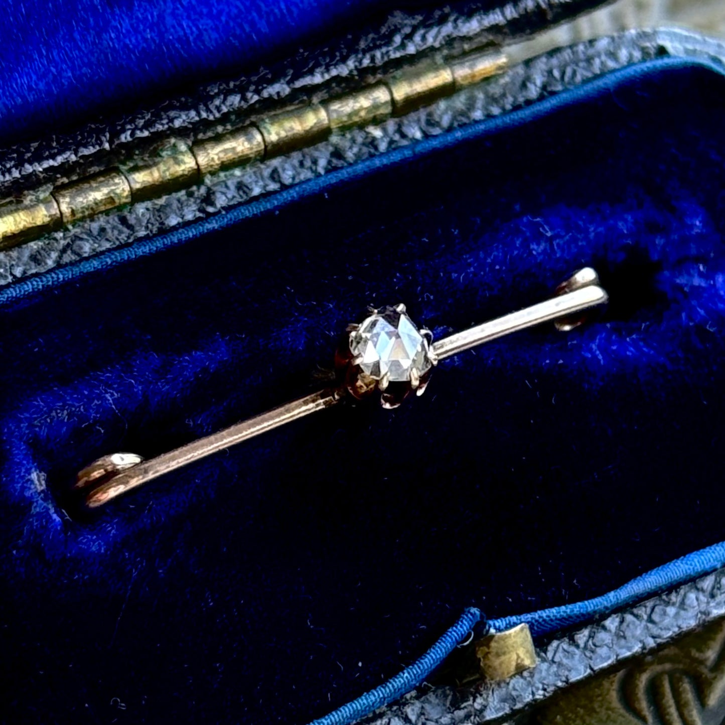 Antique Rose Cut Diamond Brooch with Original Box