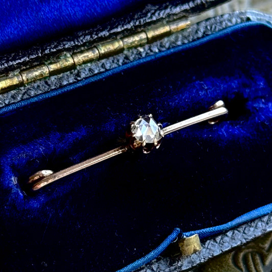 Antique Rose Cut Diamond Brooch with Original Box
