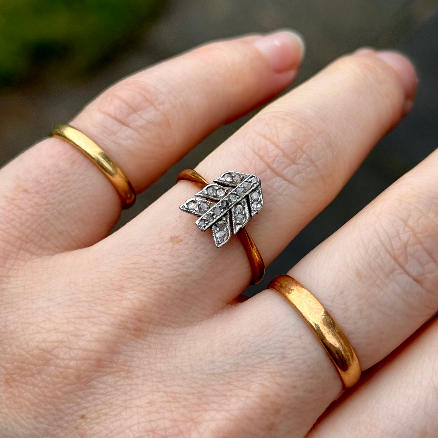 Antique Victorian Diamond Arrow Ring in 18 Carat Gold; Circa 1890