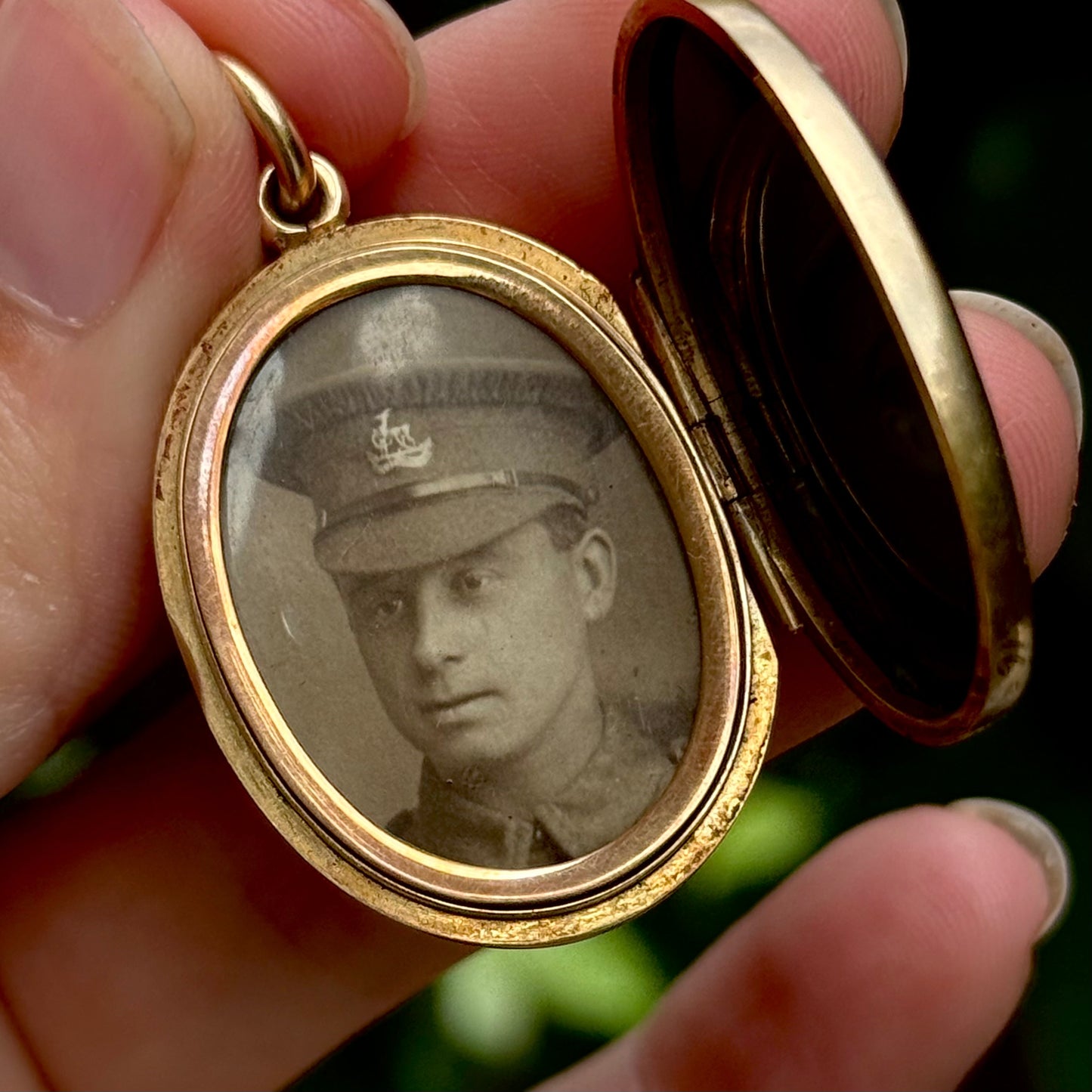 Antique Victorian Onyx Locket with Engraving