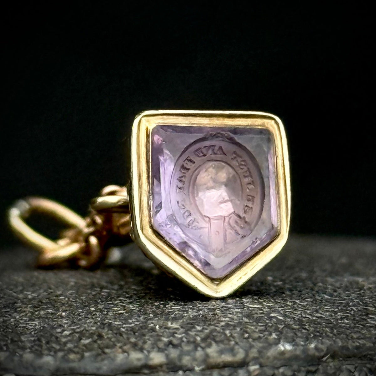 Georgian Amethyst Intaglio Fob Pendant; Circa 1830