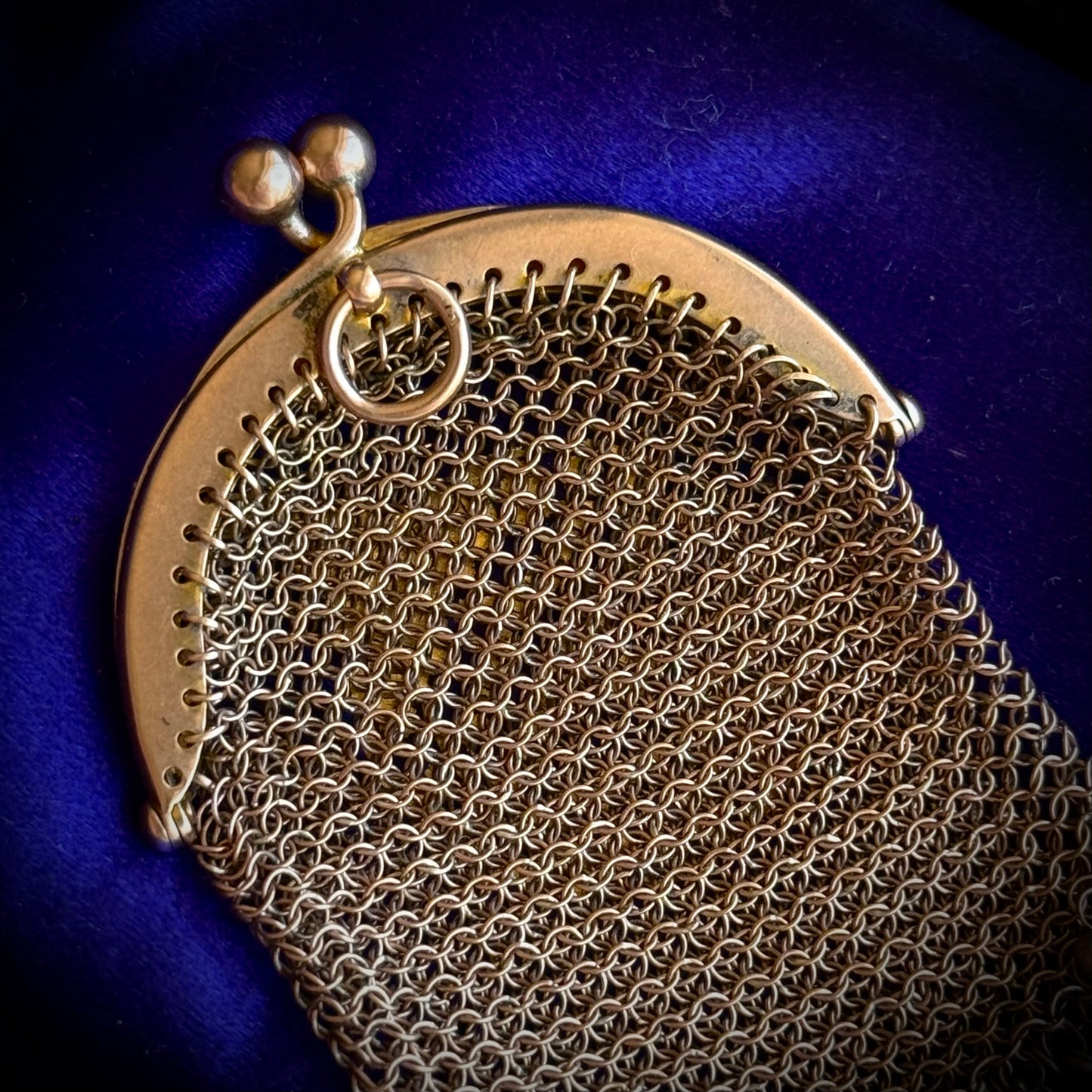 Antique Miniature Woven Mesh Purse Pendant