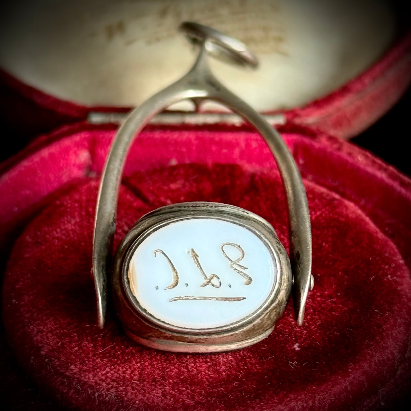 Antique Triple Intaglio Wishbone Pendant in Silver