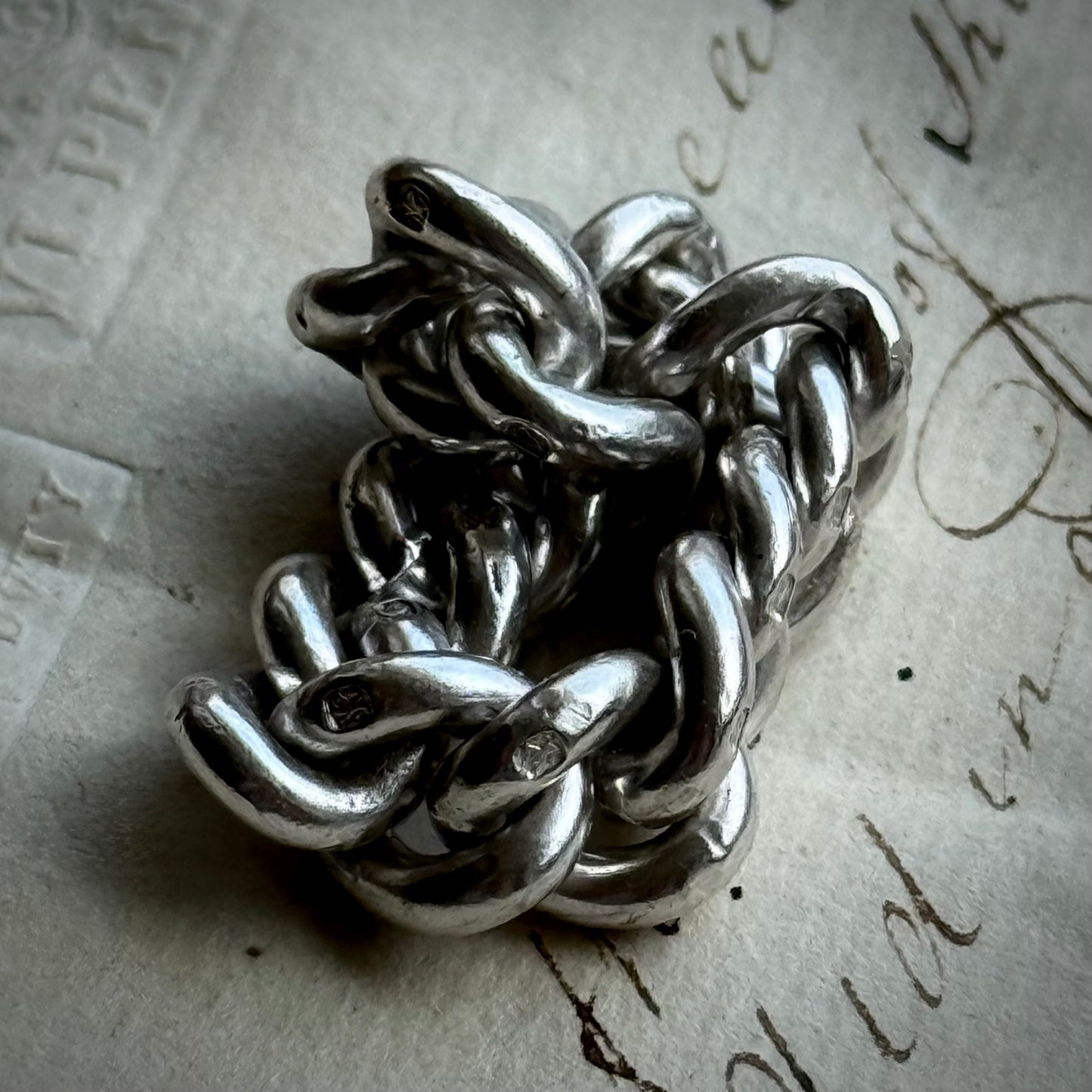 Antique Chunky Curb Chain Ring in Sterling Silver