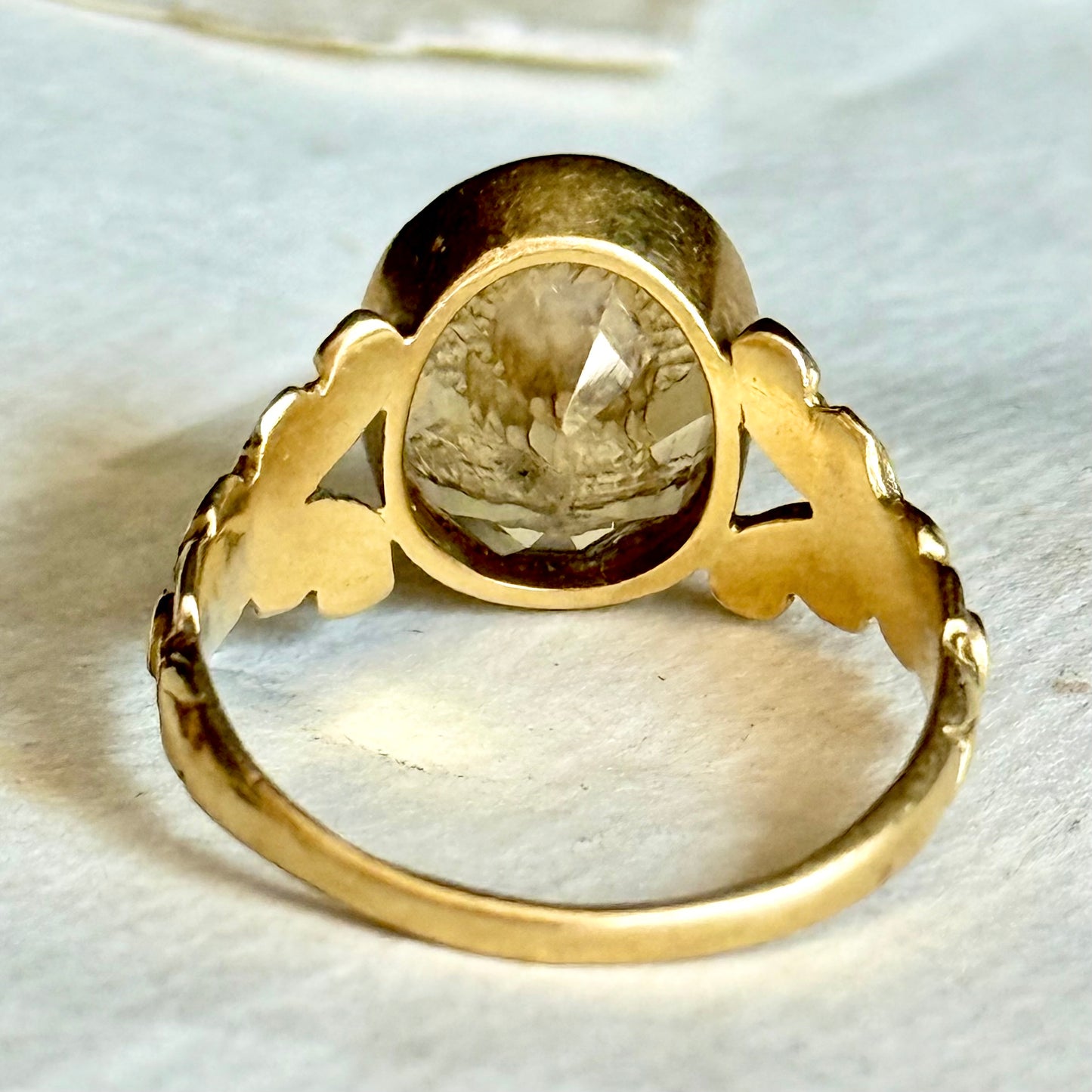 Sublime Citrine Intaglio Peacock Ring in 18 Carat Gold
