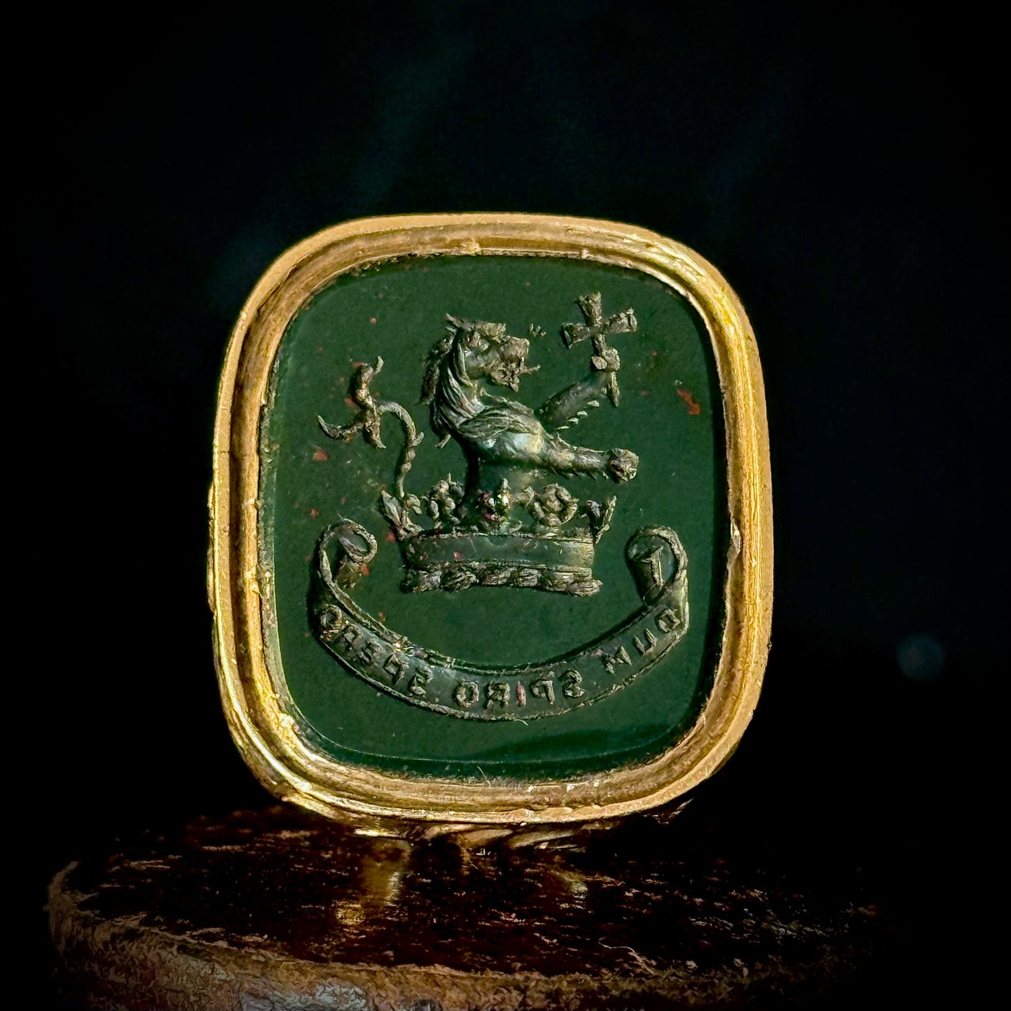 Antique Victorian Heraldic Bloodstone Intaglio fob