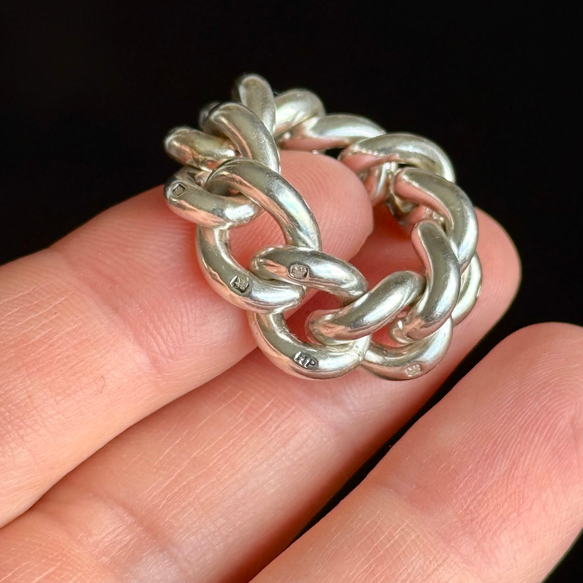 Antique Heavy Chain Ring in Silver; Circa 1890