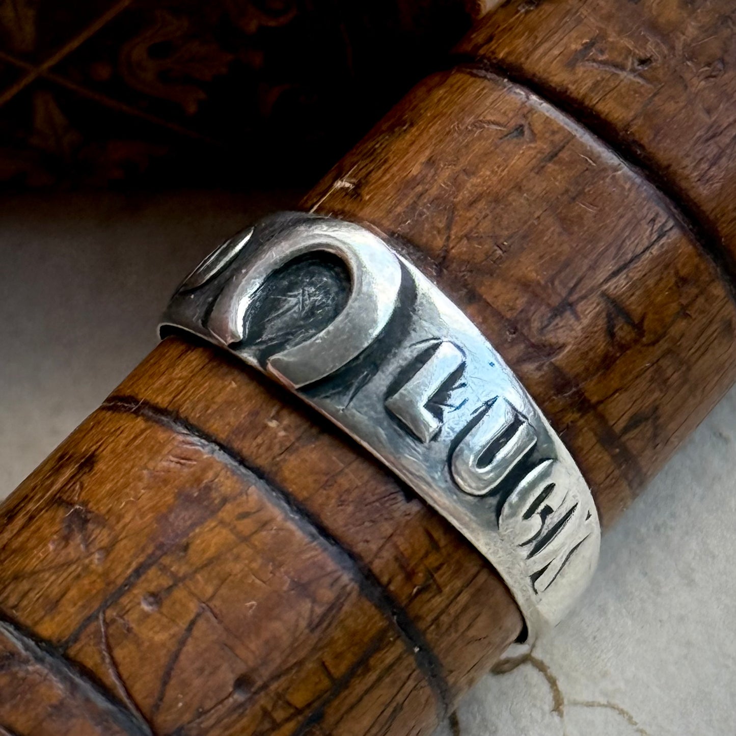 Antique Victorian Good Luck Silver Ring; Circa 1880