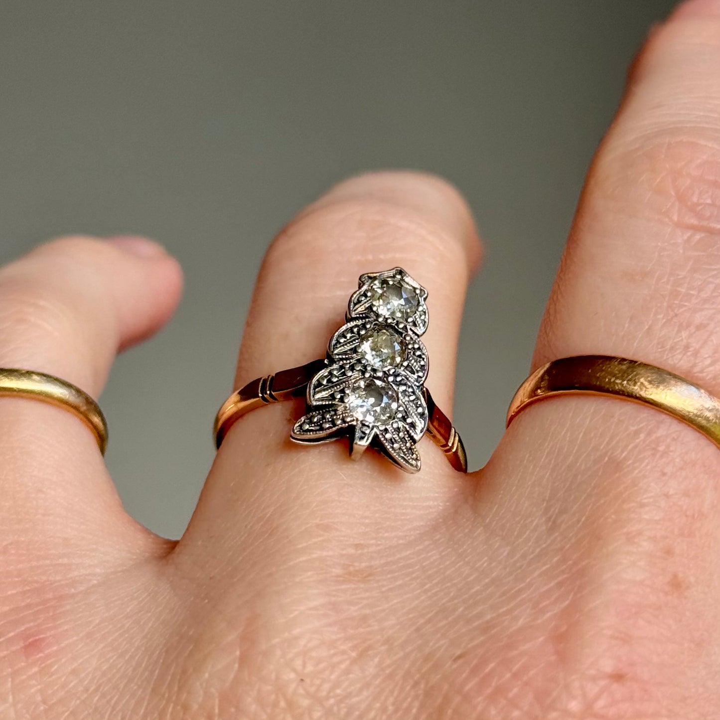 Antique Victorian Diamond Arrow Ring; Circa 1880