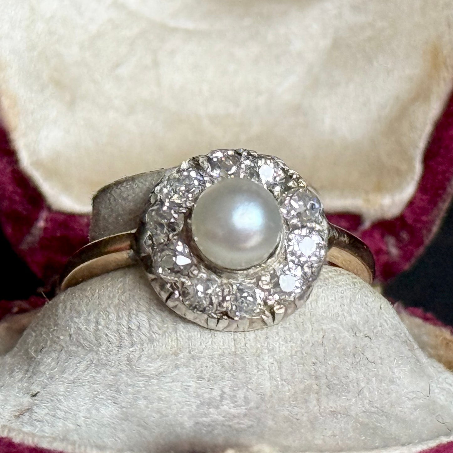 Antique Victorian Pearl & Diamond Cluster in 18 Carat Gold