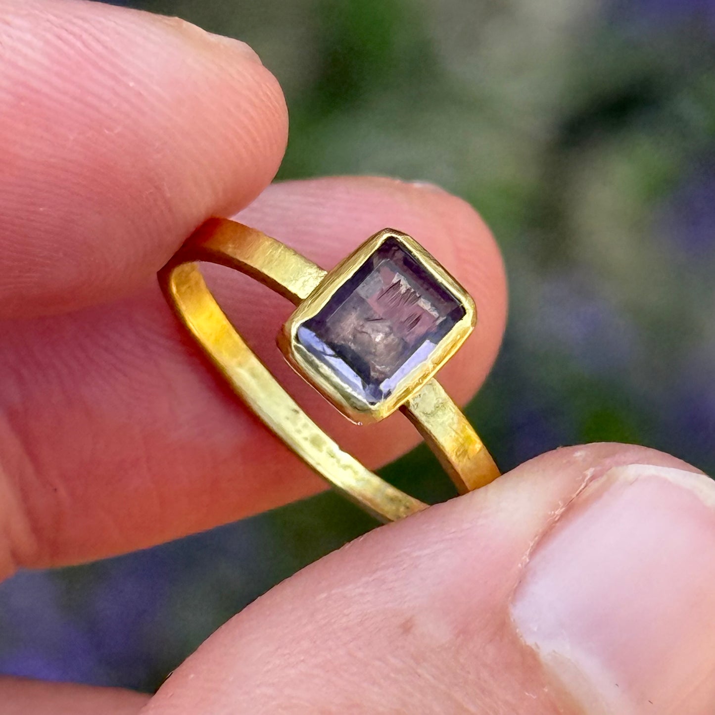 Handmade Amethyst Intaglio Ring in 22 Carat Gold