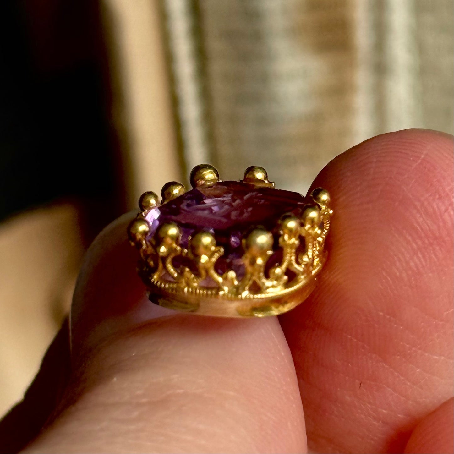 Antique Amethyst Intaglio Pendant in Gold
