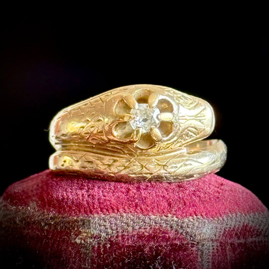 Antique Diamond Set Snake Ring; Circa 1900
