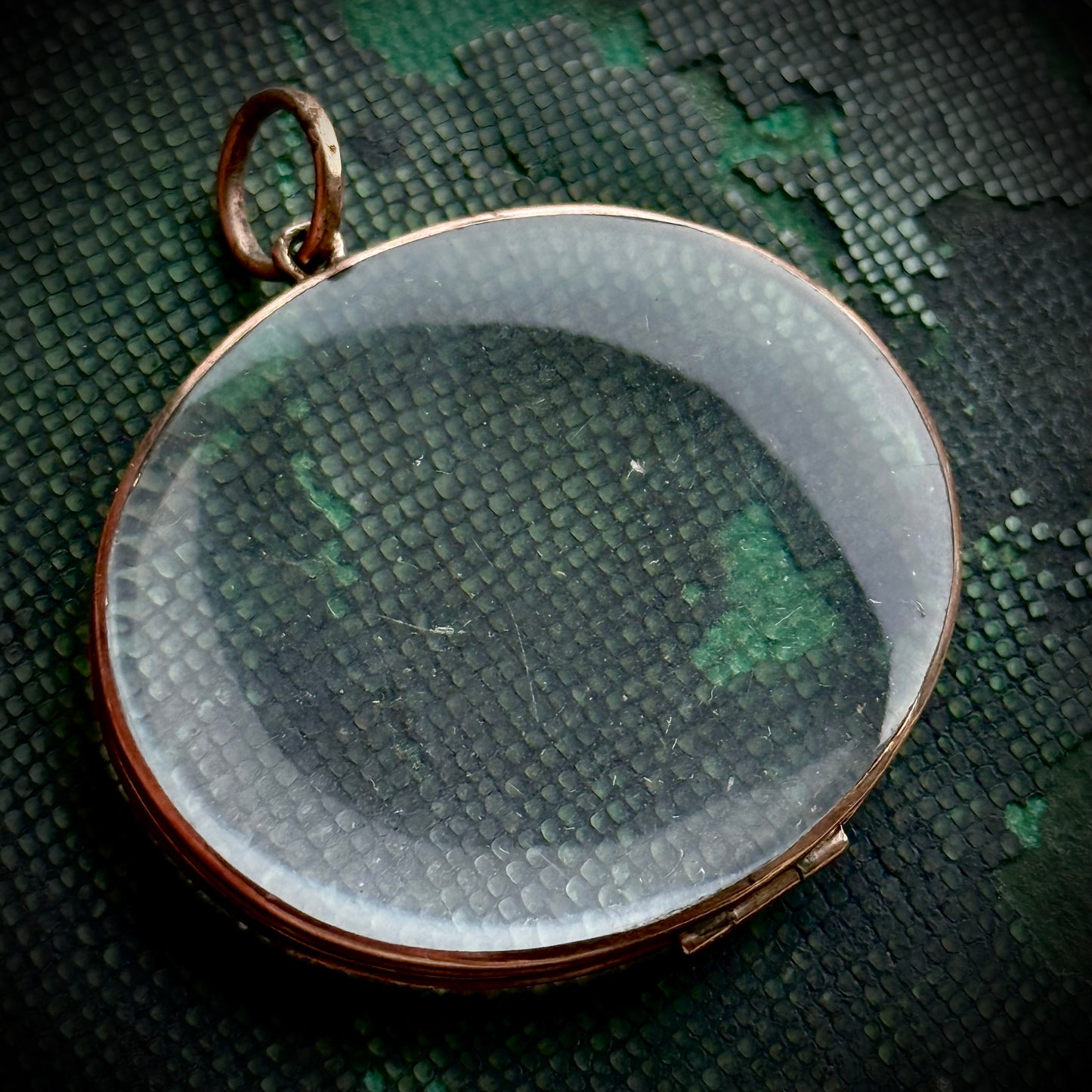 Georgian Gold Oval Glazed Locket Pendant; Circa 1830