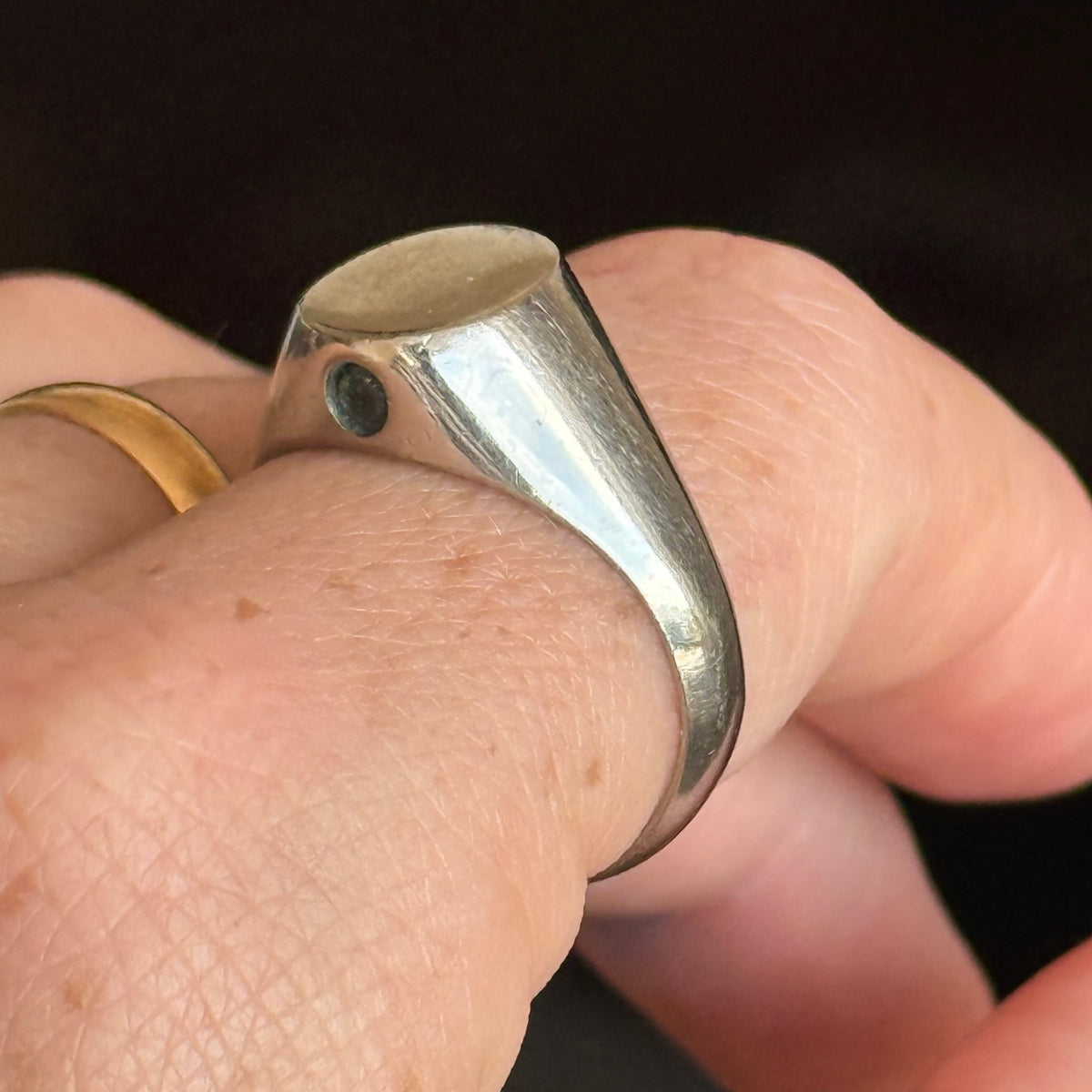 Antique Silver Stanhope Signet Ring; Circa 1910