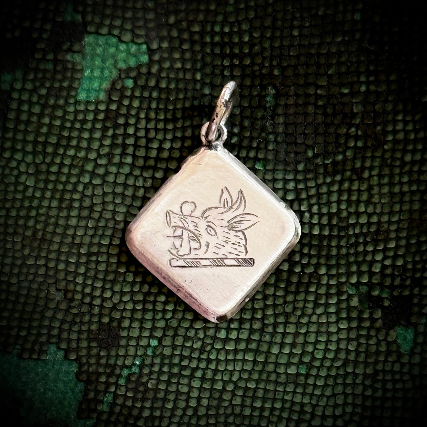 Antique Scottish Silver Heraldic Boar Pendant in Silver