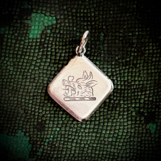 Antique Scottish Silver Heraldic Boar Pendant in Silver