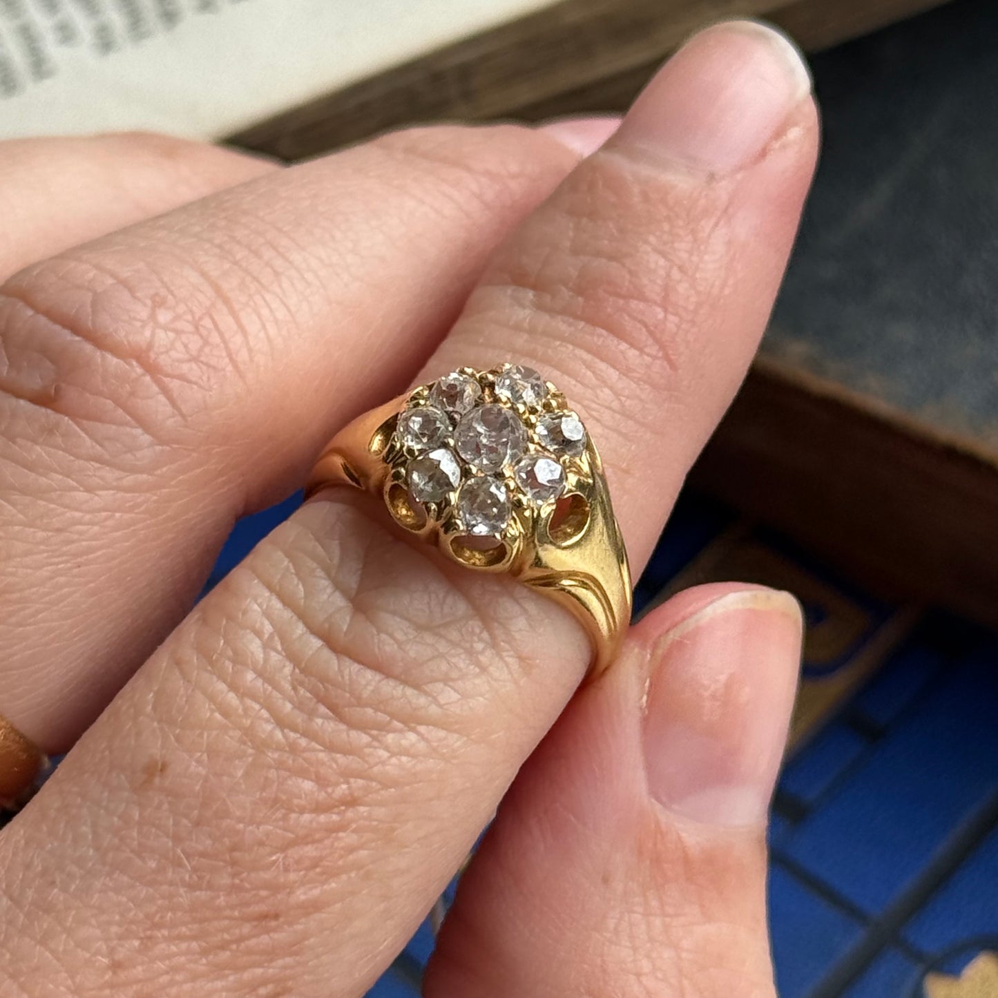 Antique Diamond Cluster Ring in 18 Carat Gold; Circa 1890