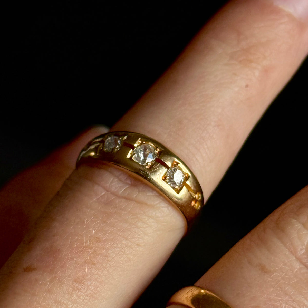 Antique Diamond Trilogy Ring in 18 Carat Gold circa 1883