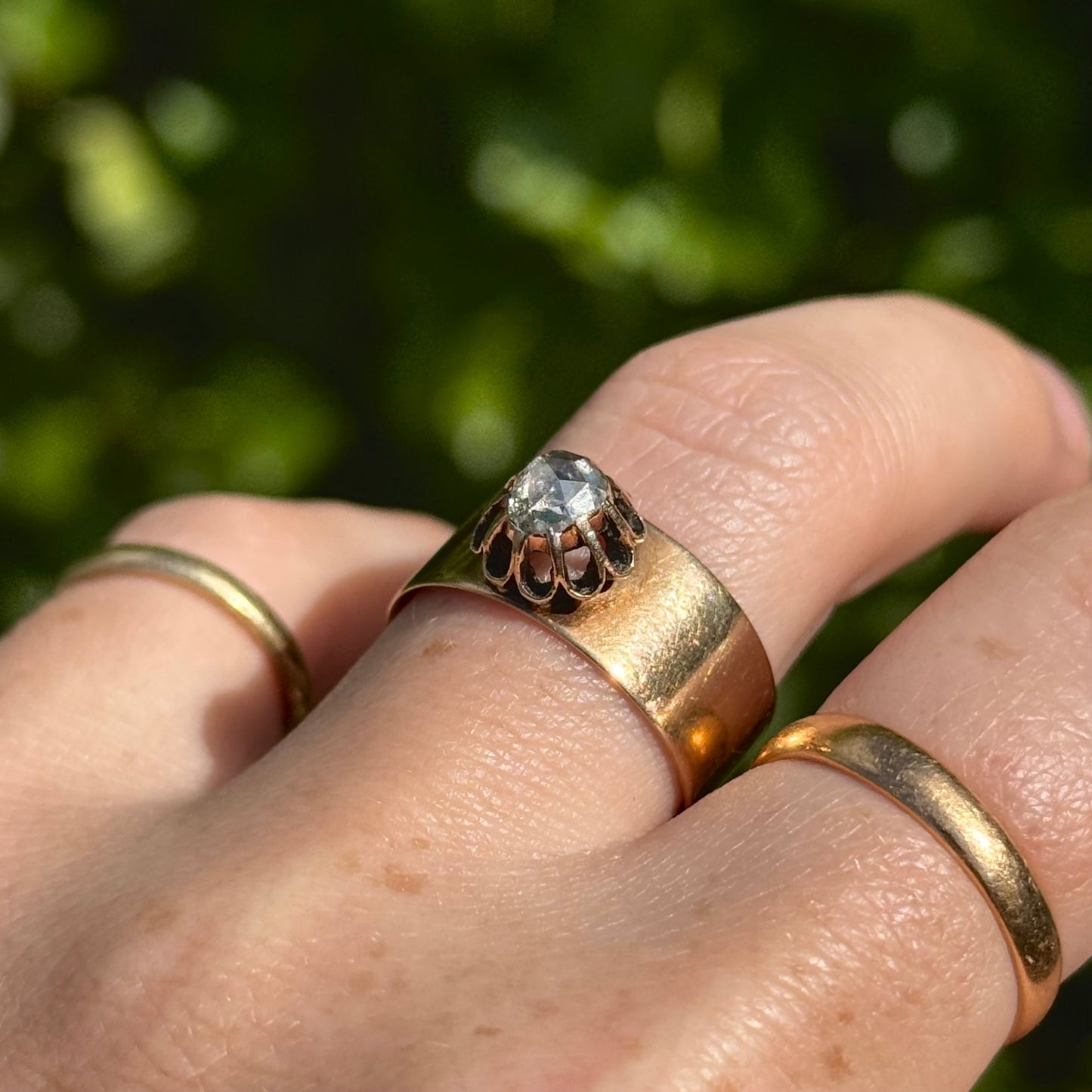 Antique Dutch Pear Rose Cut Diamond Ring in 14 Carat gold