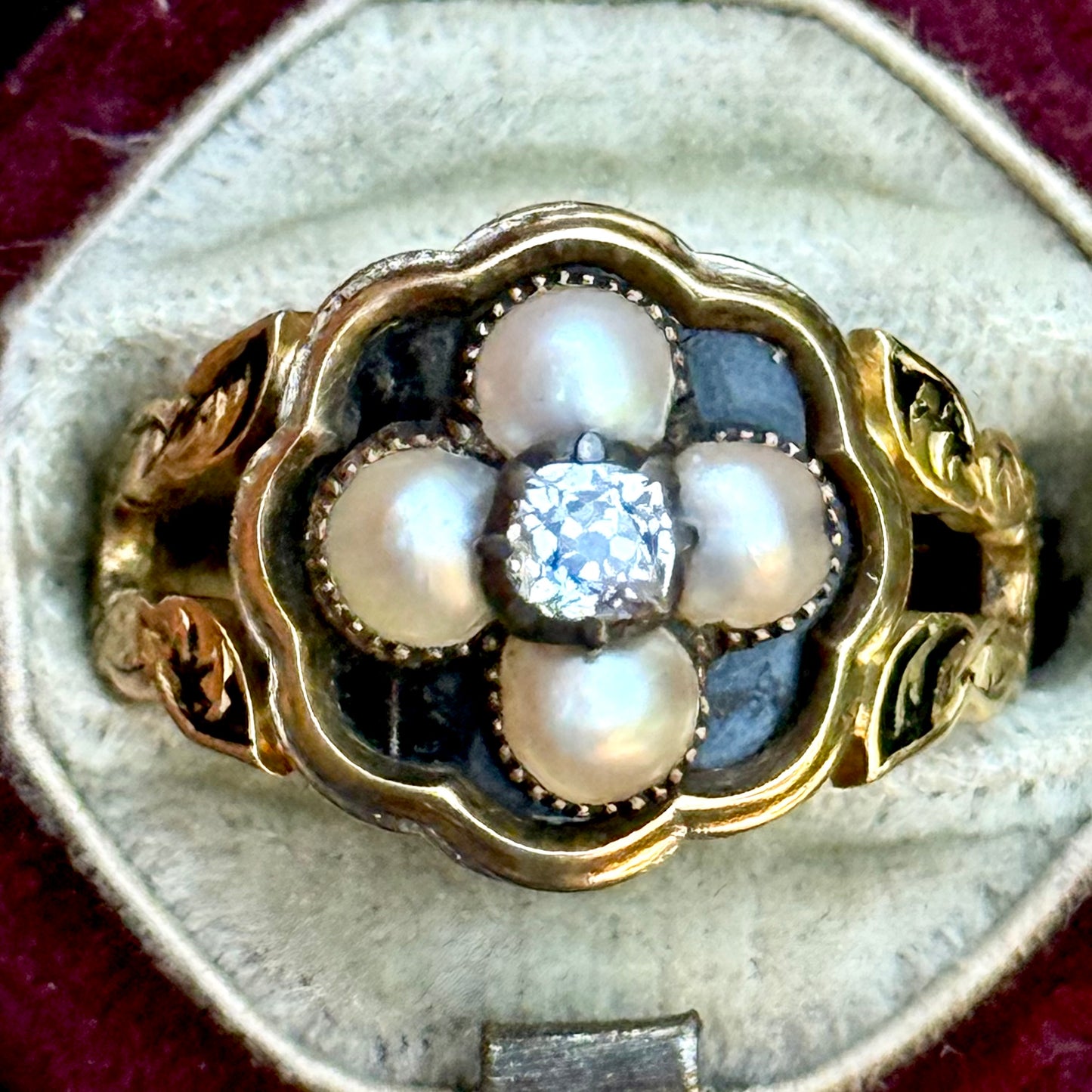Antique Diamond Mourning Ring; Circa 1839