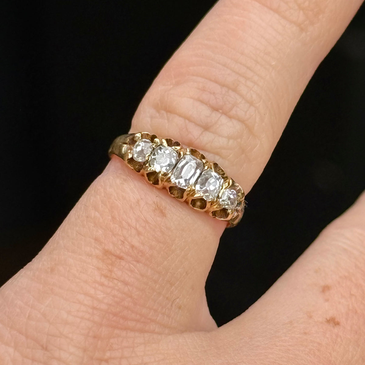 Antique Five Stone Diamond Ring in 18 Carat Gold; Circa 1880