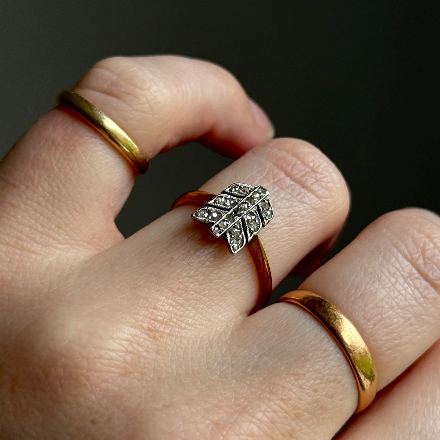 Antique Victorian Diamond Arrow Ring in 18 Carat Gold; Circa 1890