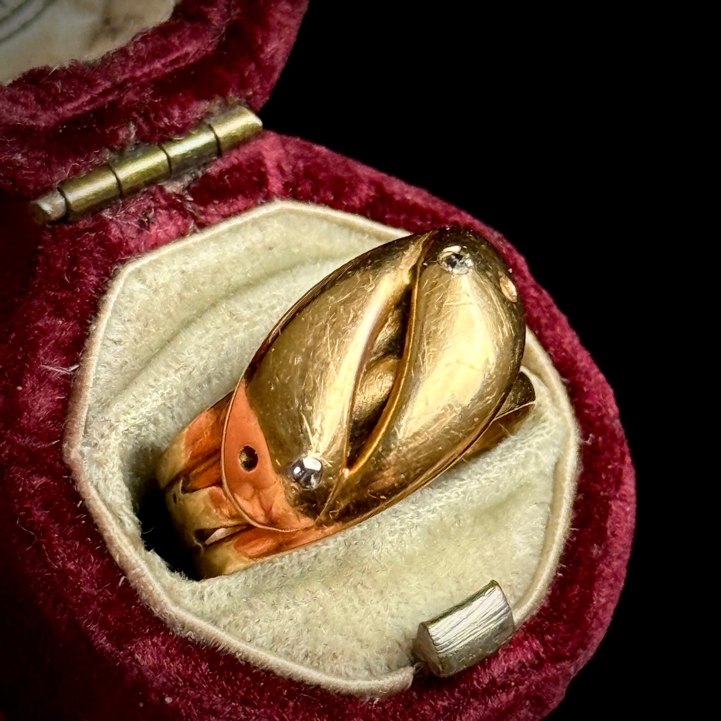 Victorian Diamond Double Snake Ring in 18 Carat Gold; Circa 1880