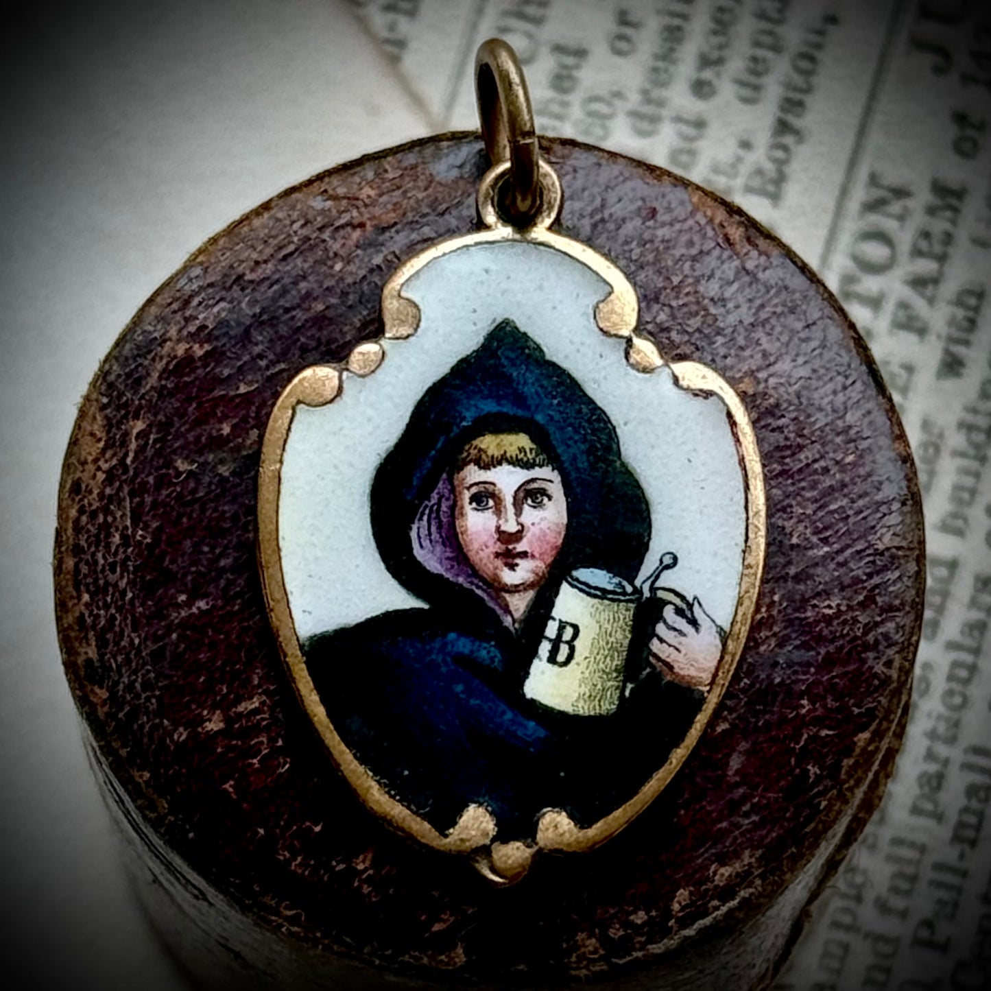 Antique Enamel “Gruss aus München” Souvenir Pendant