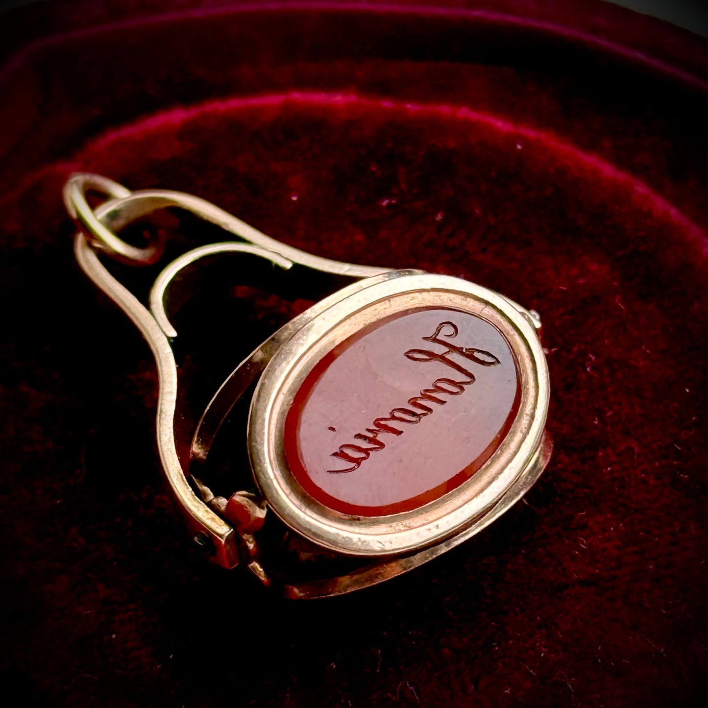 Antique Georgian Sentimental Intaglio Spinning Fob Pendant