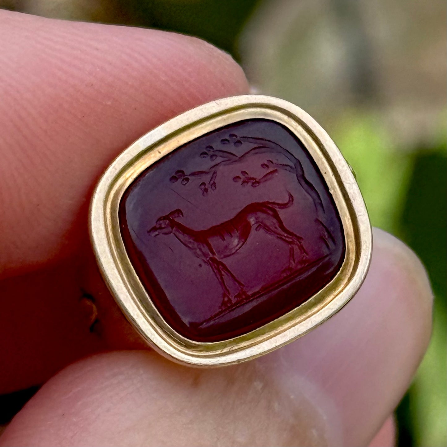 Antique French Carnelian Dog Intaglio Pendant