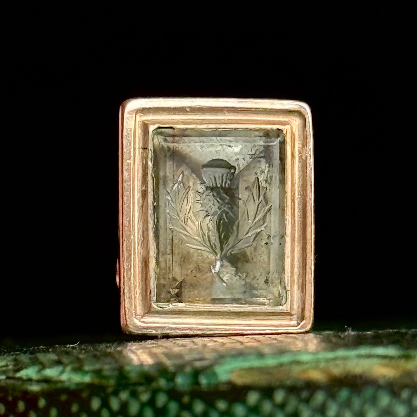 Antique Thistle Intaglio Fob Pendant in 9 carat Gold; Circa 1830