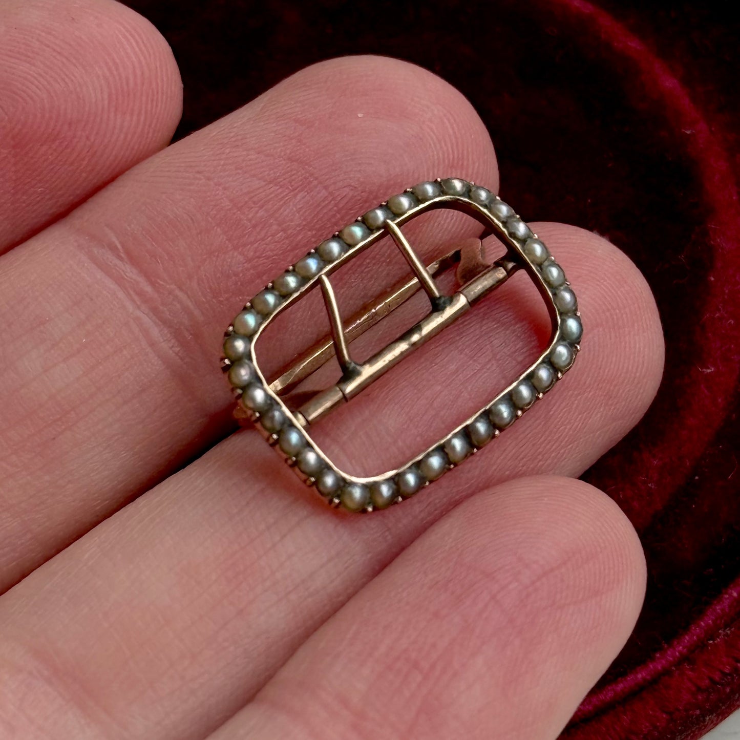 Early Victorian Pearl Buckle in 9 Carat Gold