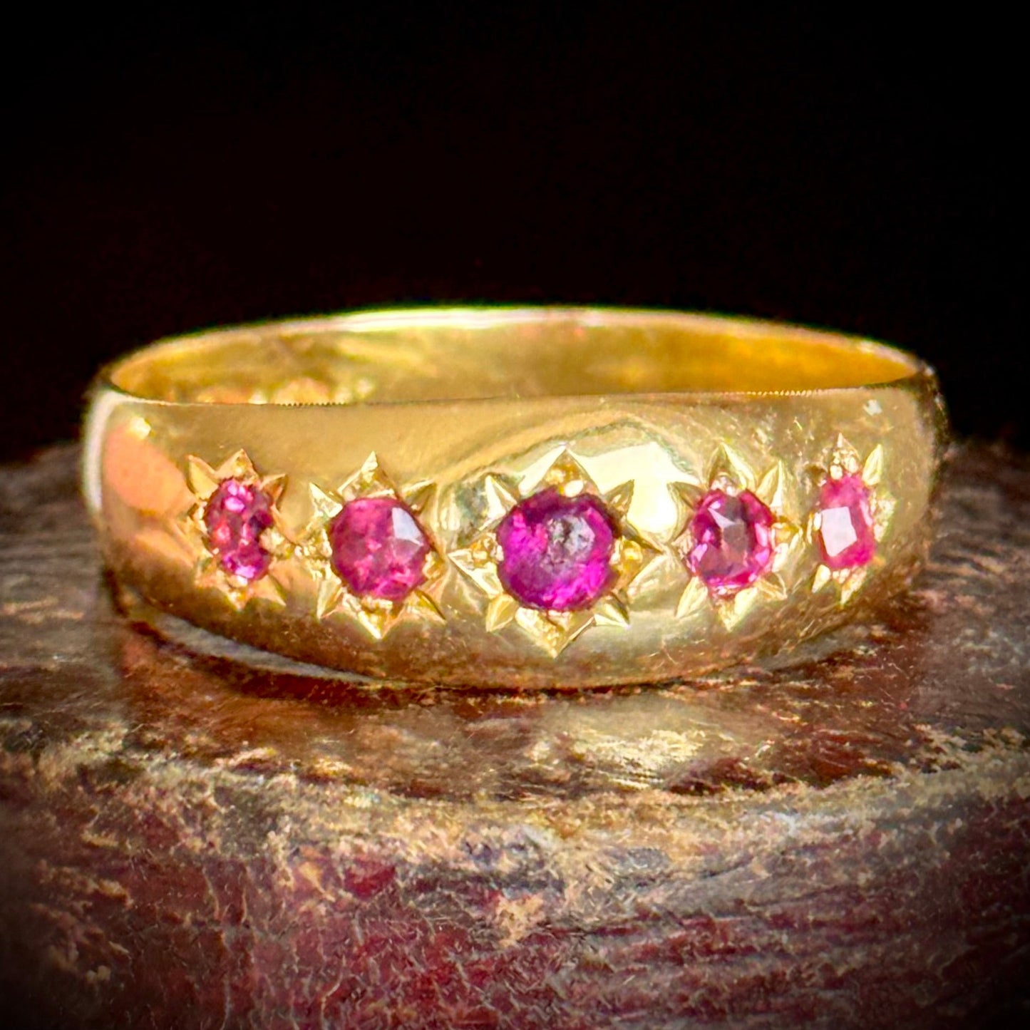 Antique Victorian Ruby Ring in 18 Carat Gold; Circa 1889