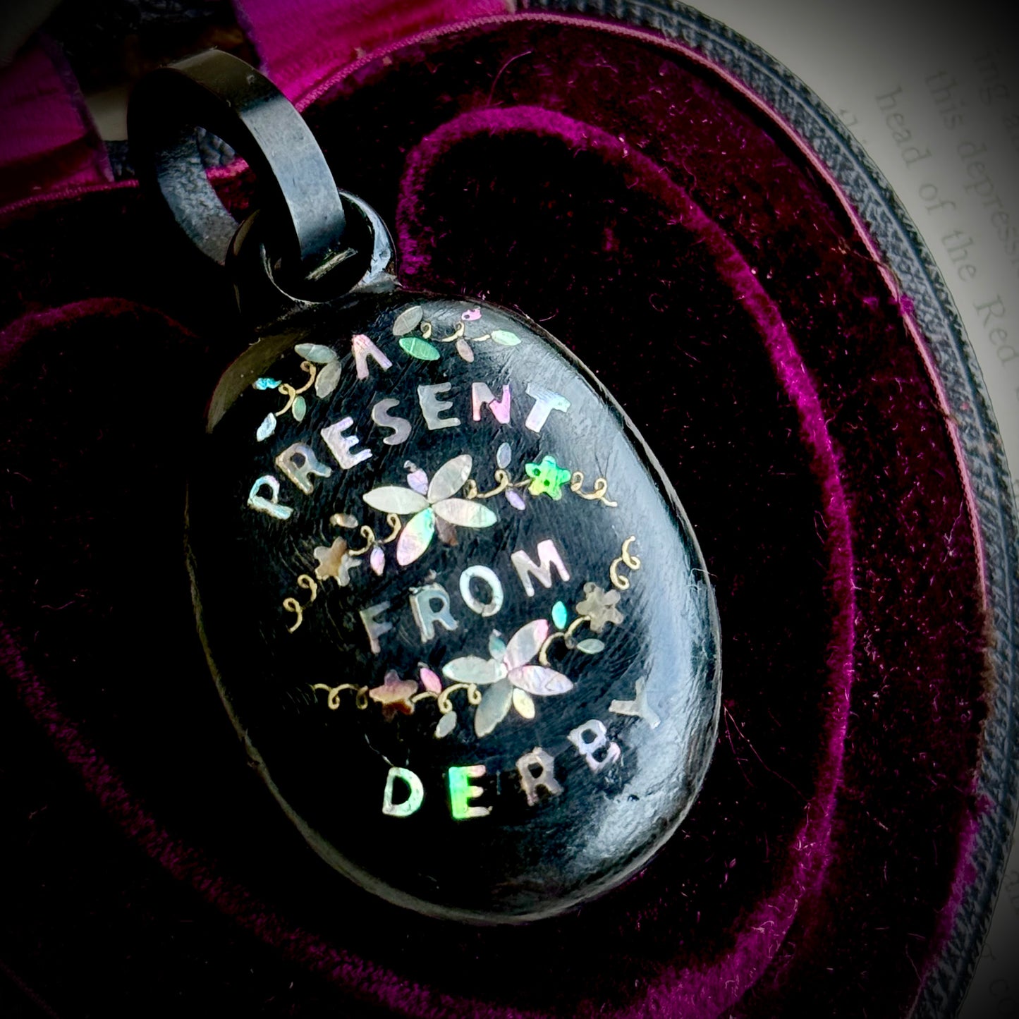 Victorian Derby Whitby Jet Pendant ; Circa 1870